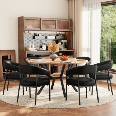 Ensemble de table de salle à manger moderne avec chaises rembourrées en similicuir