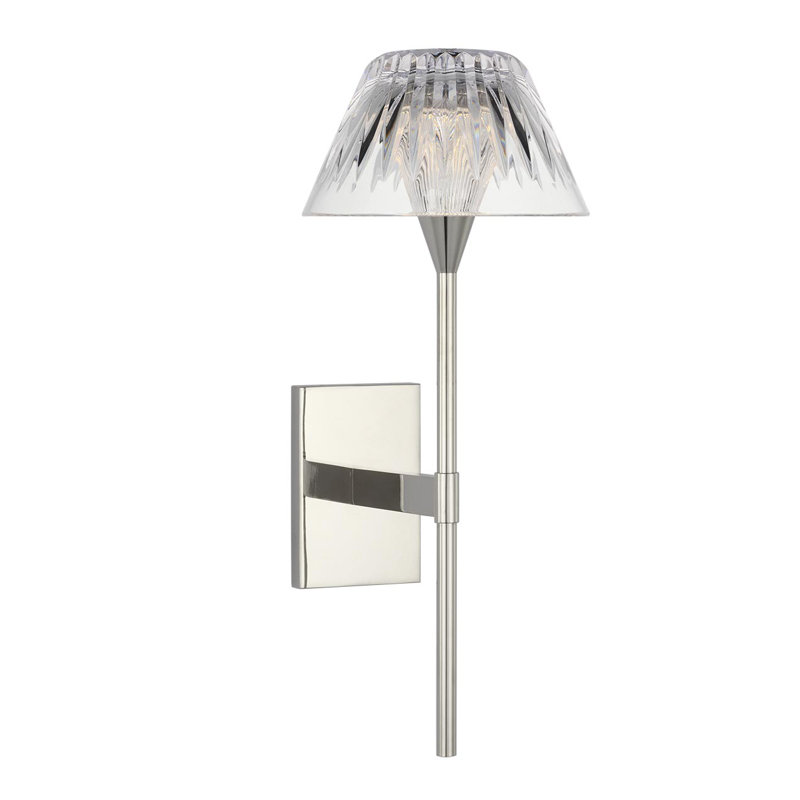 Waterford Blaze Sconce with Clear Crystal, 13.75" H x 5.75" W x 7.75" D, Polished Nickel
