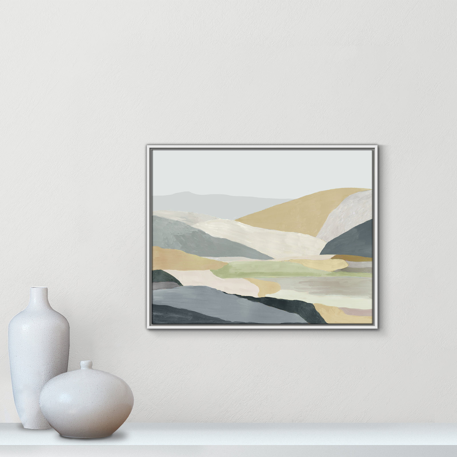Blair "Warm Hills I" Painting, White Canvas , 23.5" H x 29.5" W x 2" D