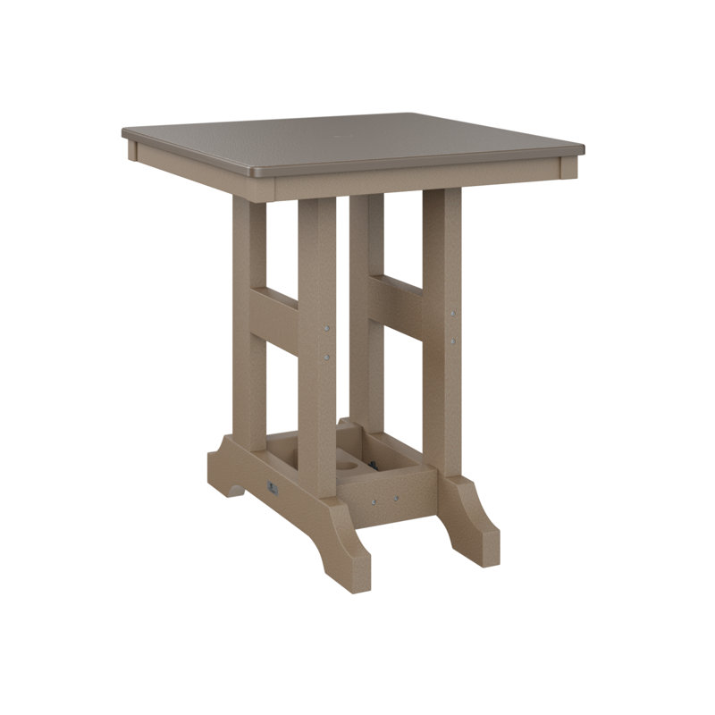 Table de bar d'extérieur carrée Garden Classic, Bronze martelé, H 35,5 po x l 28 po x P 28 po, Bois vieilli