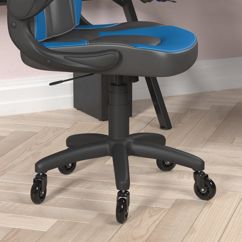 Katilyn Office Gaming Chair with Skater Wheels & Flip Up Arms - LeatherSoft, Blue