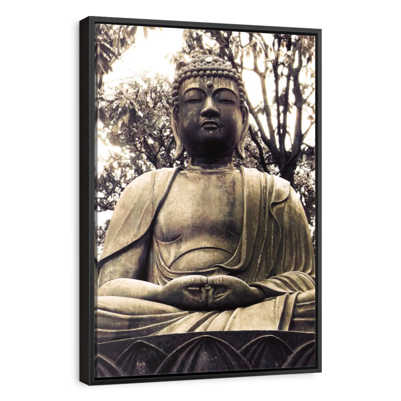 Statue de Bouddha japonais I, Cadre flottant noir, 21 po x 31 po