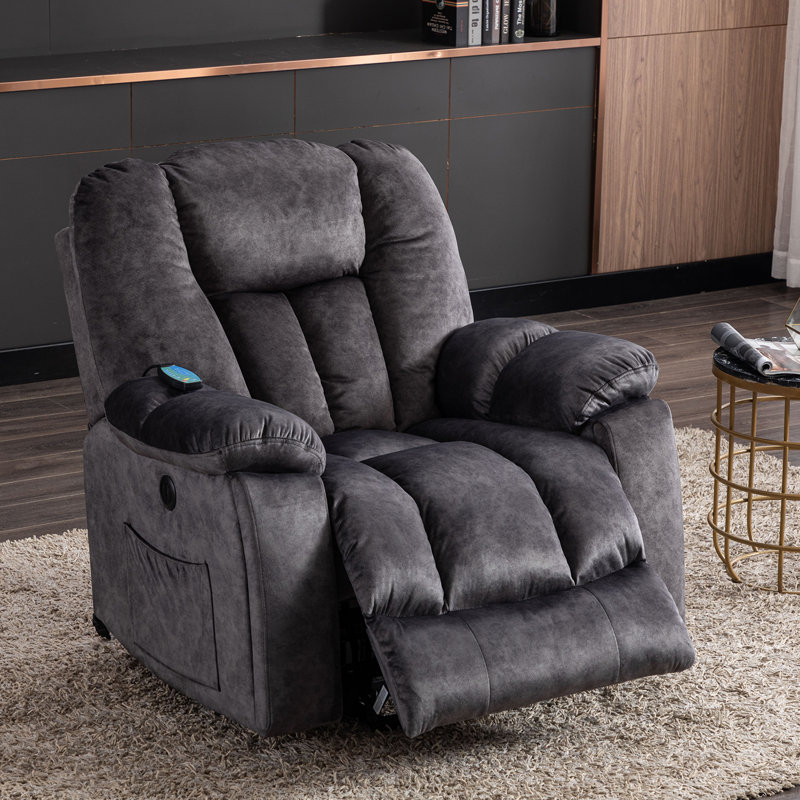 100cm Wide Velvet Lift Assist with Massager, Dark Grey