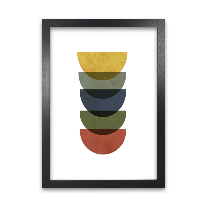 Mid Century Rainbow Grunge Original - Print, Black Frame, 42cm H x 30cm W x 3cm D