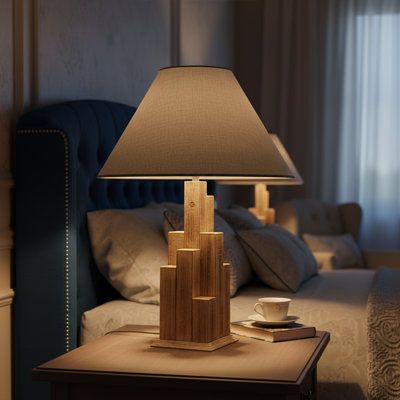 Skyline Geometric Wooden Table Lamp