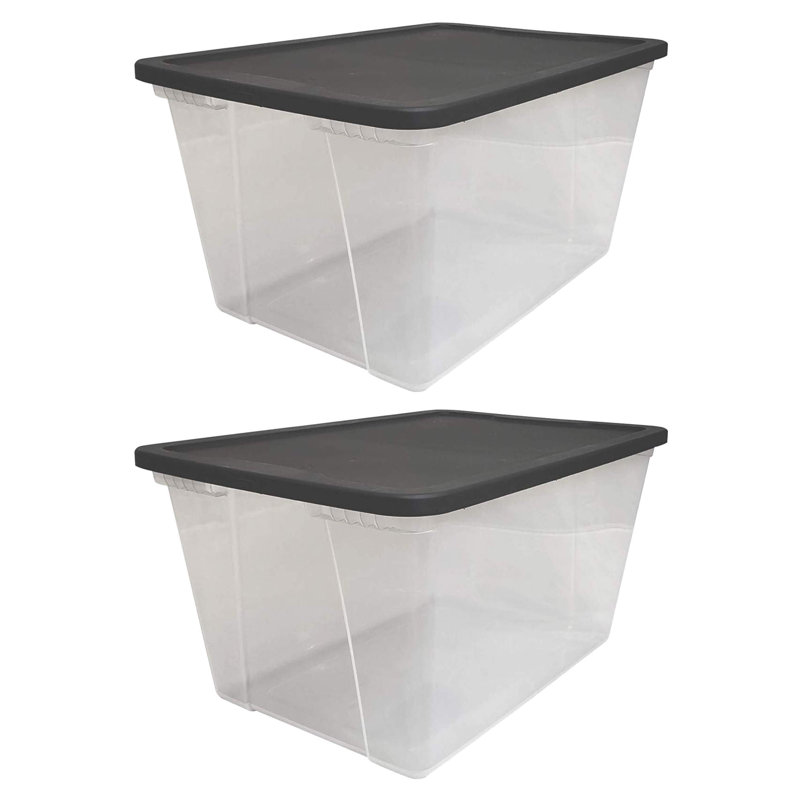 Homz Stackable Plastic Storage Container, Gray, 56 QT, 2 Pack