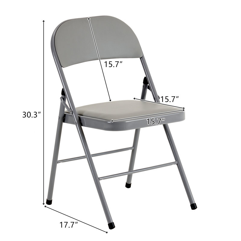 Dolly Vinyl Padded Stackable Folding Chair Set of 4, Gray