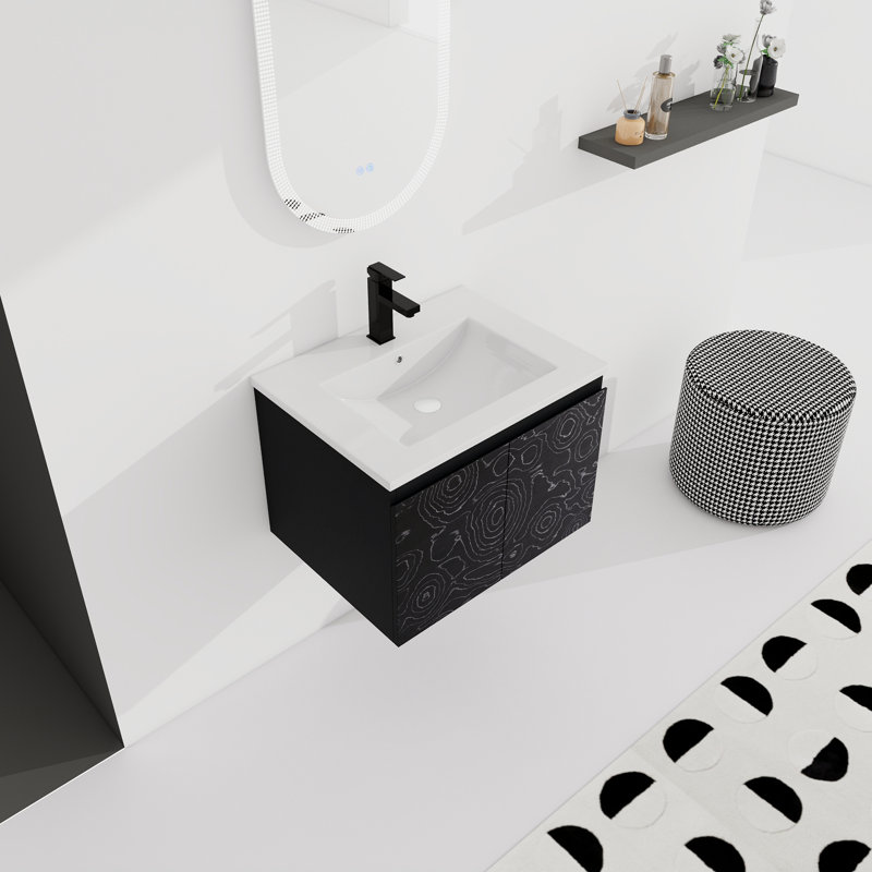 Meuble-lavabo mural 24 po avec lavabo en céramique