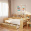 Wooden Daybed With Storage Shelves, 2 Storage Drawers And Study Desk-1015275866