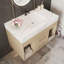 Ensemble de meuble-lavabo flottant 29,9 po avec lavabo sous-comptoir en céramique fritté et fixation murale pour petites salles de bain, appartement-126230320
