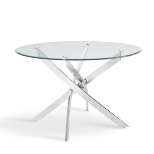 Round Glass Top Metal Base Dining Table