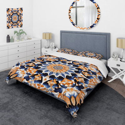 Ensemble de housse de couette à carreaux jaunes et bleus en Grèce IV - Abstract Tile