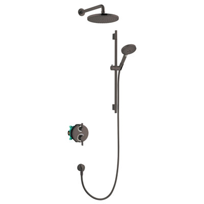 Ensemble de pomme de douche / barre murale thermostatique hansgrohe Raindance S, 1,75 gallon par minute, en chrome noir brossé