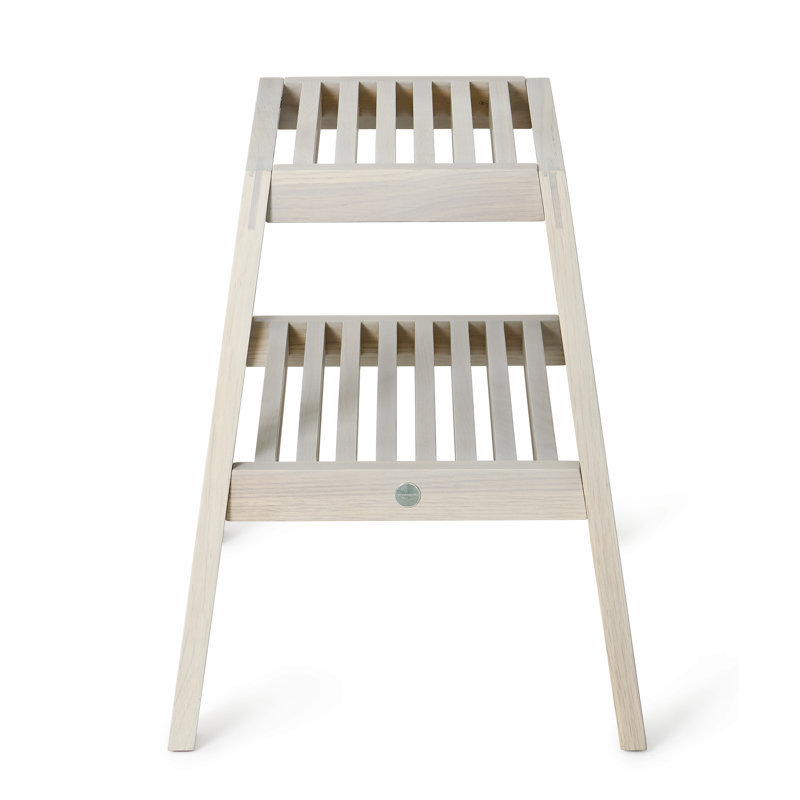 Belinda Solid Wood Accent Stool, Oyster White