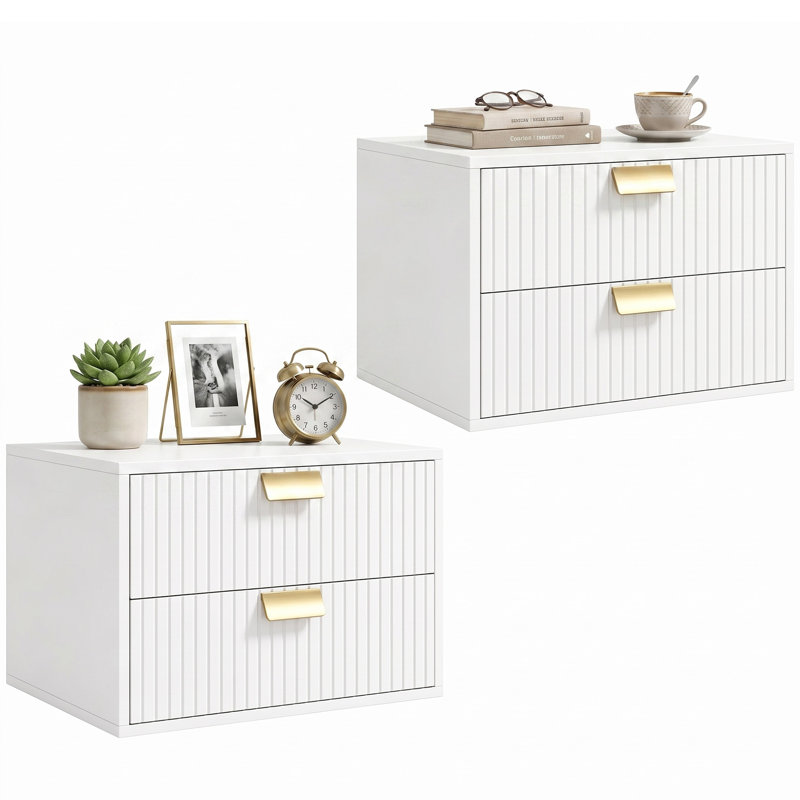 40cm W Manufactured Wood Bedside Table, White