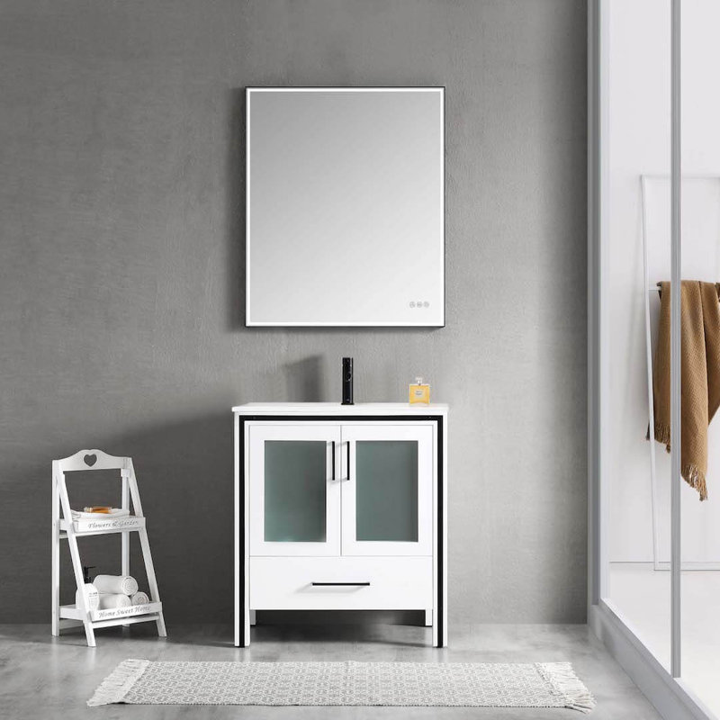 30'' Single Bathroom Vanity with Sink, Glossy White