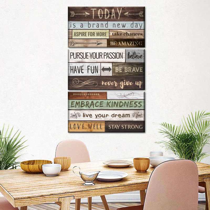 " Today Motivational Typography Multi Piece Canvas Print " by HomeyNotes Studio 3 - Pieces, 38" H x 24" W x 1.25" D