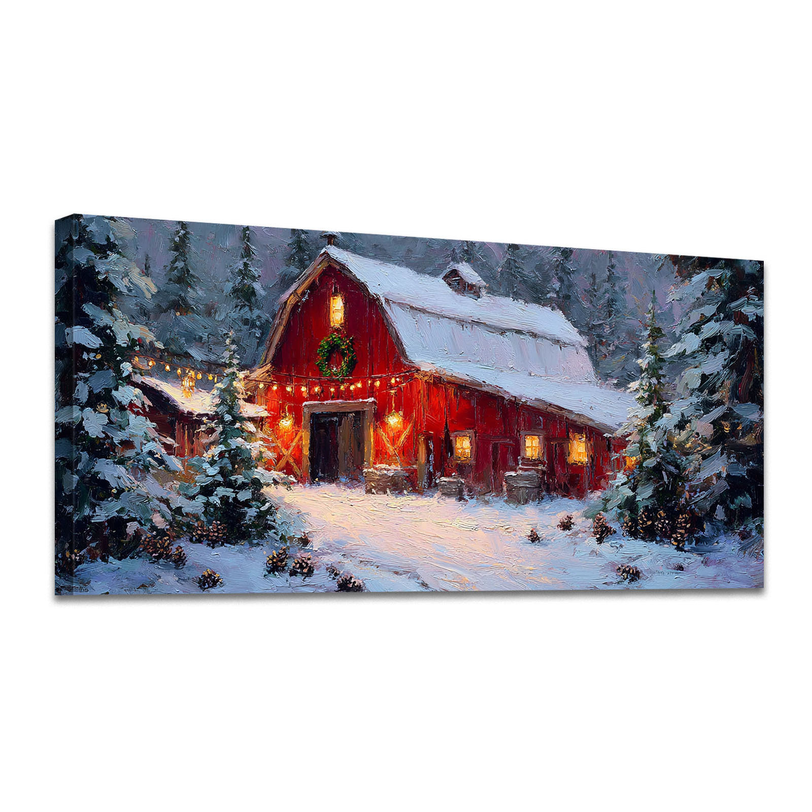 Ophelia & Co. Winter Wall Art Red Barn Wall Decor Snowy Country ...