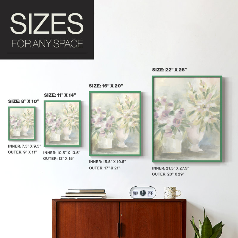 «Faded Floral Fresco II», H 11 po x l 9 po, Vert