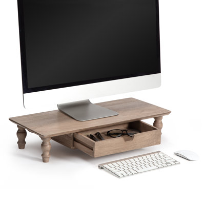 Bascum Wood Monitor Stand with Drawer