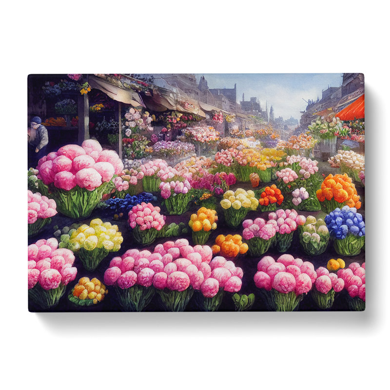 Enviable Flower Market - Wrapped Canvas Painting, 50cm H x 76cm W x 3cm D