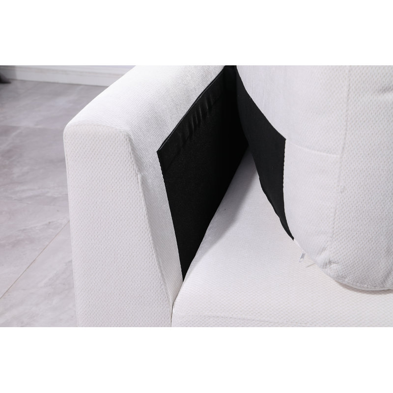 Canapé modulaire en L avec repose-pieds, détails de rivets et sièges profonds en L - plusieurs options de couleurs, Blanc