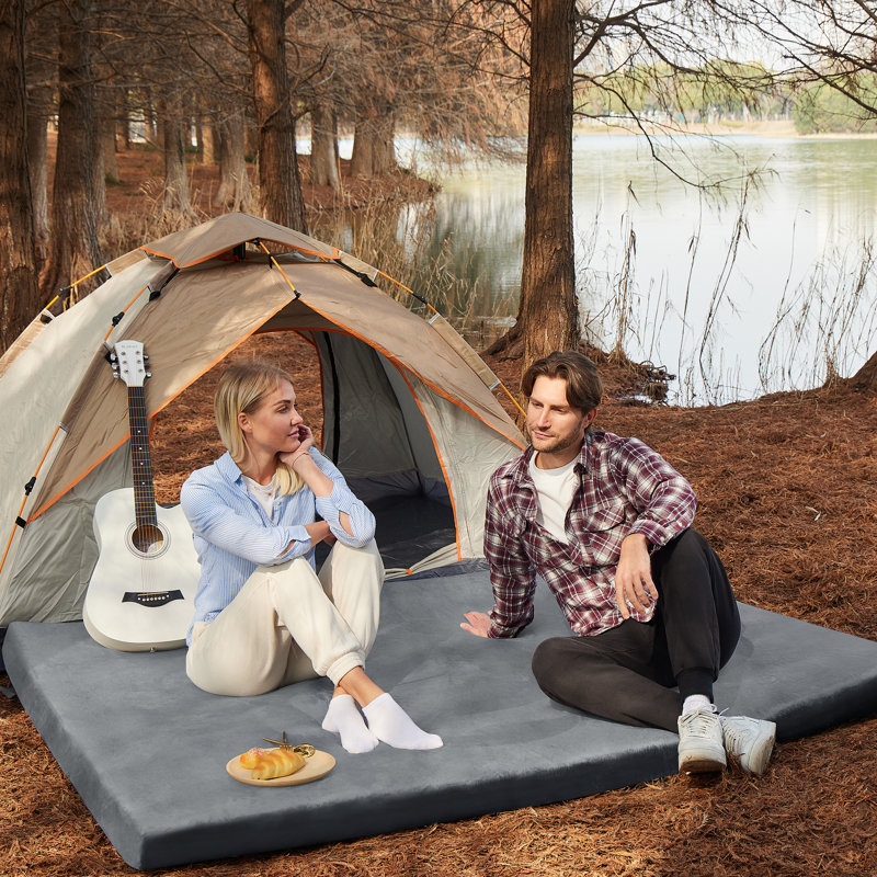 Memory Foam Portable Camping Mattress Pad, 3" H x 72" L x 24" W, Gray
