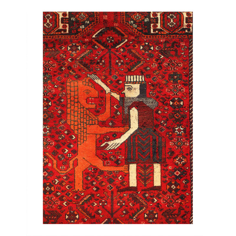Rust Persian Antique Qashgaei Rug 3'11"x5'1"