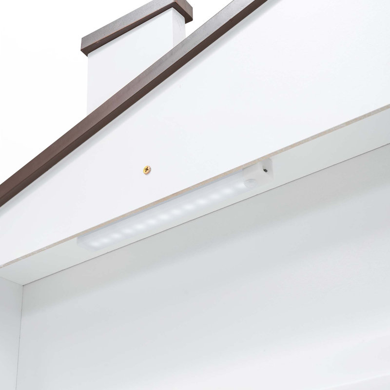 Lit plateforme en bois avec rangement à DEL et rangement intégré, Blanc, Double