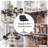 Upgraded Adjustable Swivel Bar Stools  -  Faux Leather & Fabric Upholstered Counter Height Stools with Chrome Base for Kitchen Island, Bar-1020420033