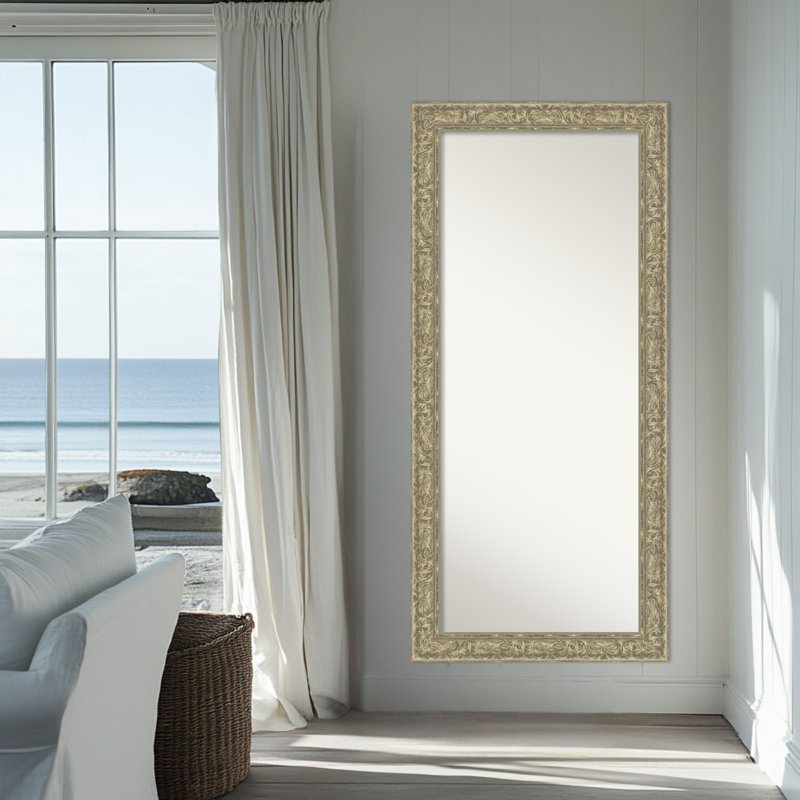 Miroir de plancher pleine grandeur Luxe Antique, Argent antique