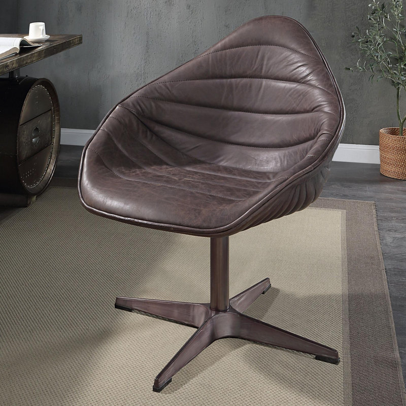 Chaise d'appoint pivotante Khalial, Similicuir ébène