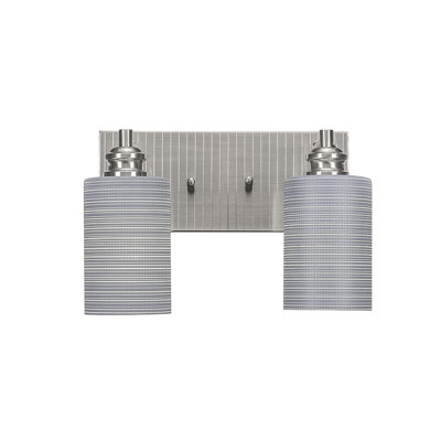 Barre d'éclairage de salle de bain 2 lumières Edge au fini nickel brossé avec verre matriciel gris de 4 po