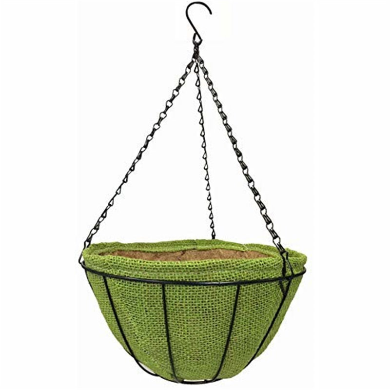 Metal Hanging Planter, 7" H x 14" W x 14" D, Purple