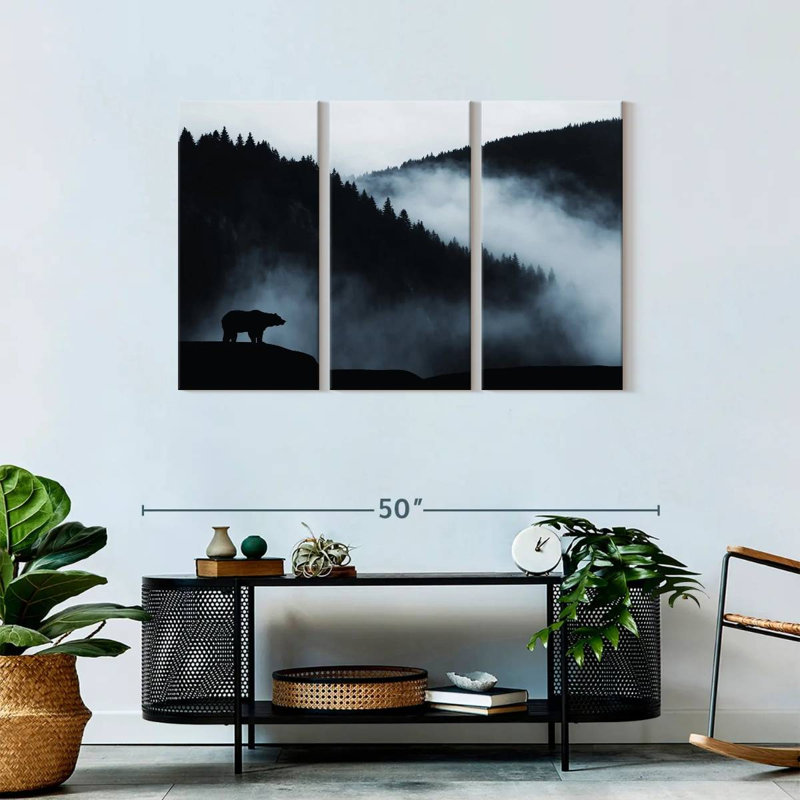 3 pièces Foggy Mountain Bear, H 28 po x l 45 po x P 1,25 po