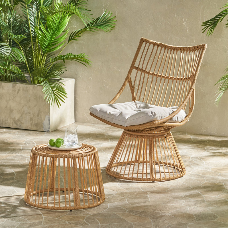 Fauteuil club d'extérieur avec table d'appoint