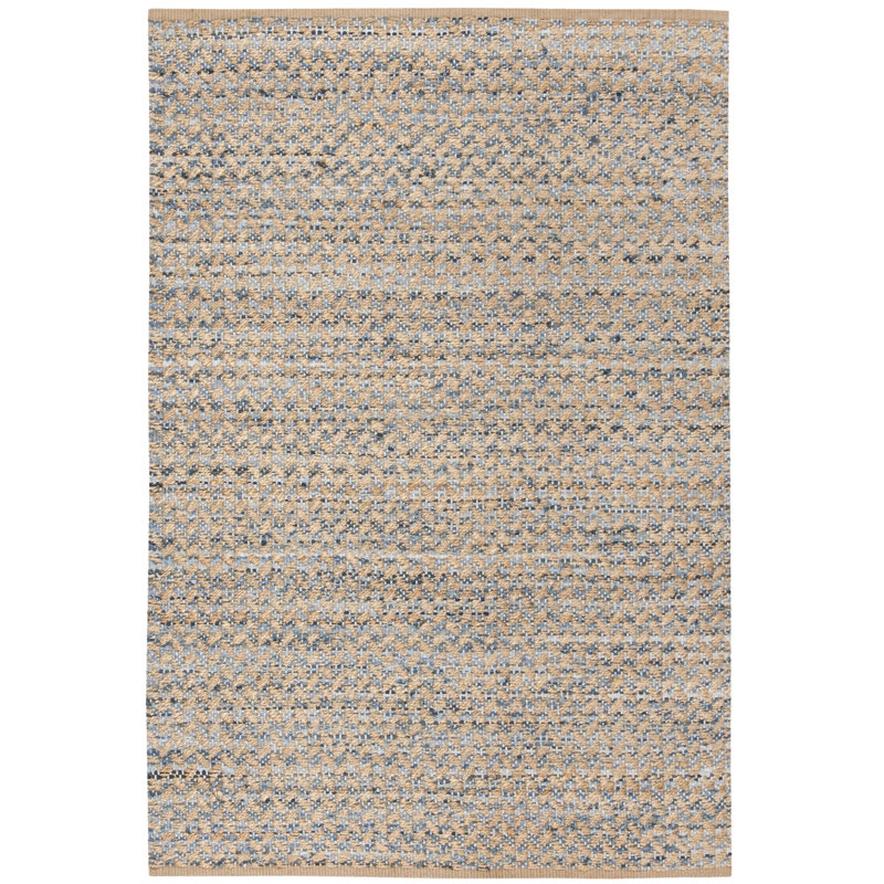 Reinheimer Hand Woven Jute/Chindi/Cotton Rug in Blue/Natural, Rectangle 6' x 9'
