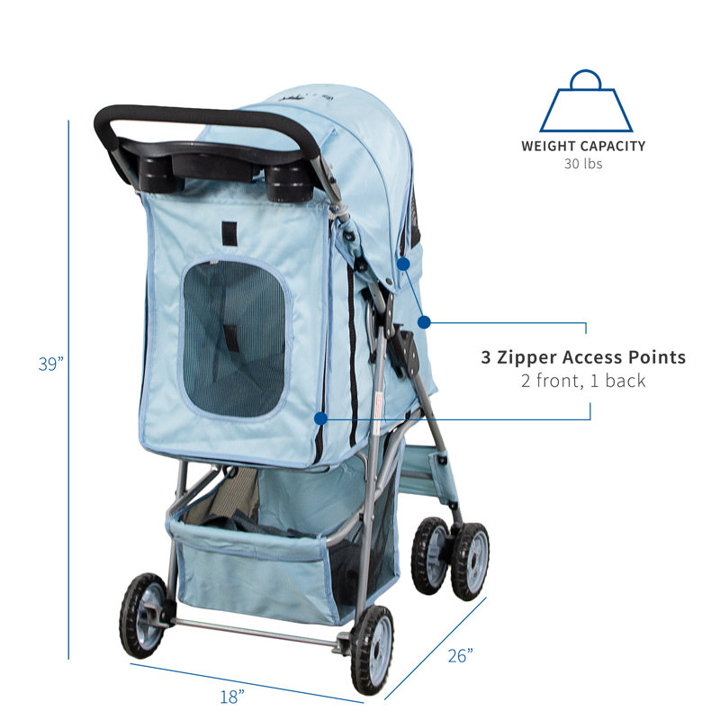 Poussette standard pliante, Bleu