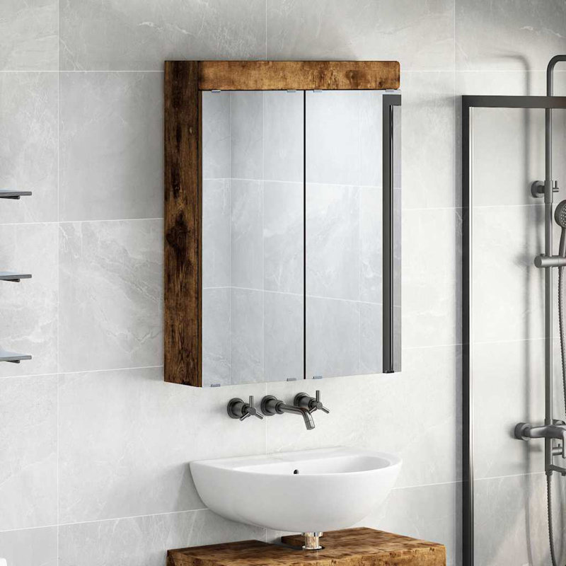 mm Wide mm H, 55cm H x 80cm W x 17cm D, Brown Oak