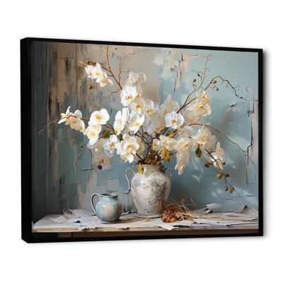 «White Orchids Farmhouse Still Life» sur toile