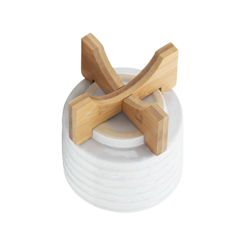 Jardinière moderne en céramique texturée avec support intérieur / extérieur, H 7 po x l 6 po x P 6 po, Blanc