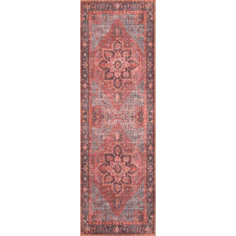 Tapis oriental en coton / polyester tissé à la machine Sheali, Tapis de couloir 7 pi 6 po x 9 pi 6 po