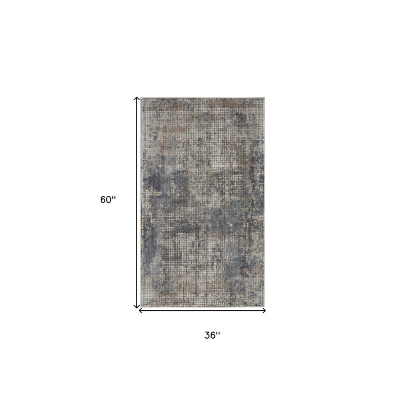 Tapis bleu antidérapant bleu et beige patiné