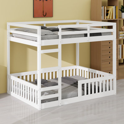 Wooden Bunk Beds With Full-Length Guardrails And A Space-Saving Ladder
