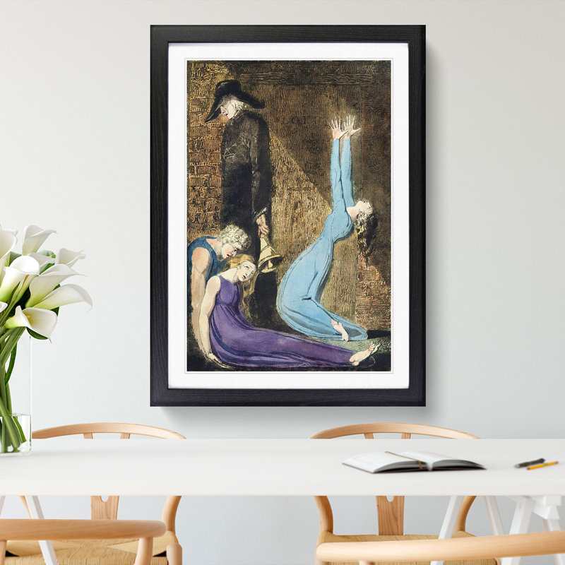 Man Supporting a Woman by William Blake - Picture Frame Painting, Black Framed, 48cm H x 36cm W x 2cm D