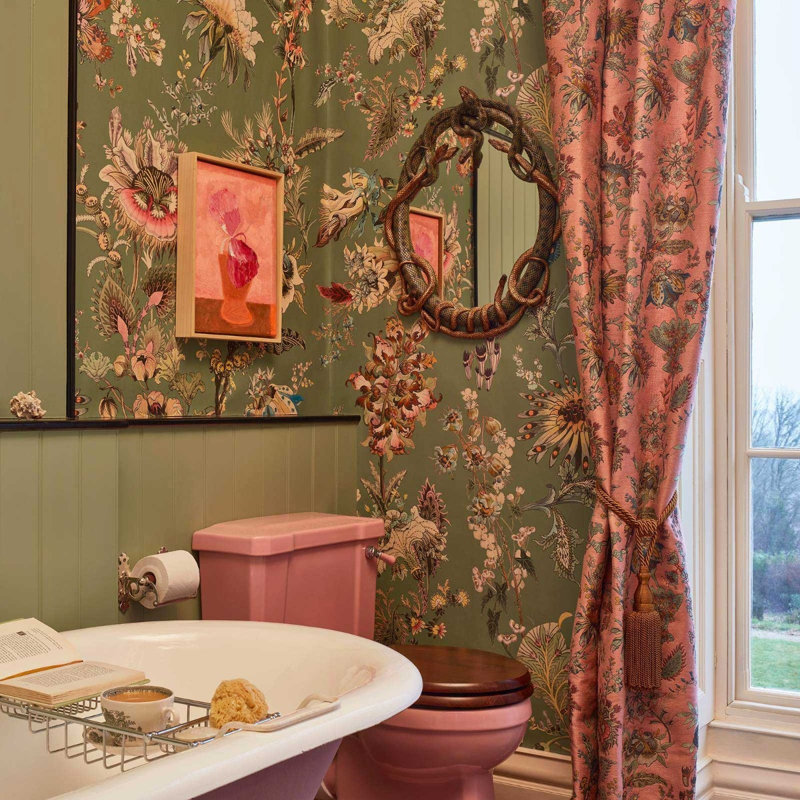 Flora Fantasia 9.84" L x 70.87" W Wallpaper Roll, Verdigris