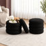 Pouf de rangement rond moderne Widman de 49,5 cm de large, recouvert de tissu, avec compartiment de rangement dissimulé