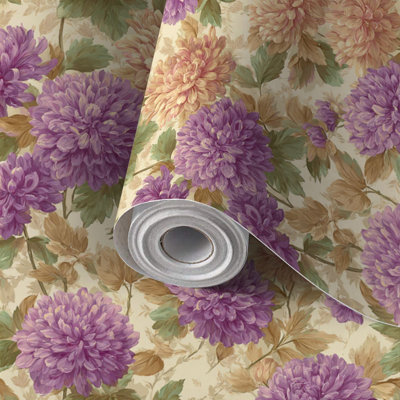 Papier peint auto-adhésif et amovible, papier peint adhésif, fleurs sauvages, 17,7 po x 118 po (45 x 300 cm)