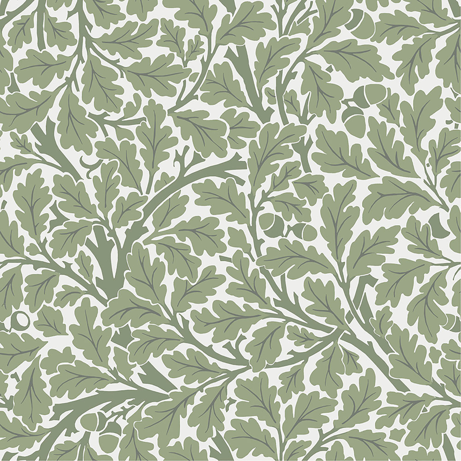 Oak Tree Modern Floral Wallpaper, Green