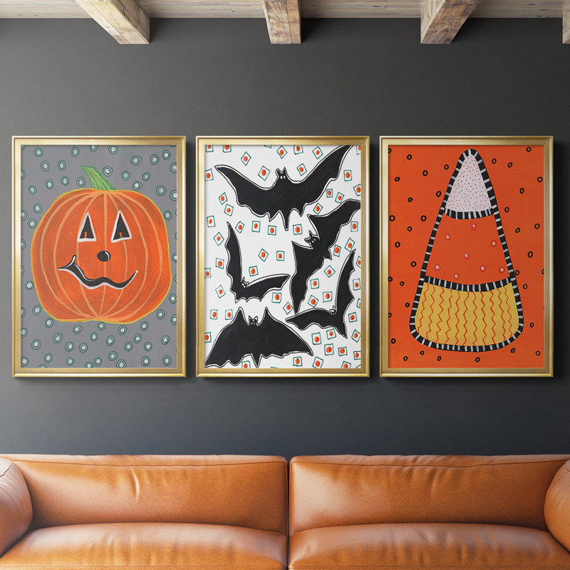Halloween Fun I, toile encadrée de qualité supérieure - prête à être accrochée, Cadre doré, H 42,5 po x l 61 po x P 2,5 po